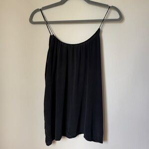 Tucker The Camisole Scoop Neck Cami Tank Top in Black Flowy Spaghetti Strap